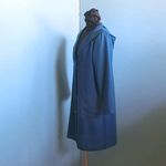 コットンリネン　青緑　一重のフードコート　11号　着丈95