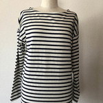 【sale】リラックスボートネックTシャツ〔紺ボーダー〕