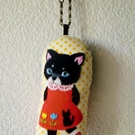 クロ猫刺繍　バックチャーム