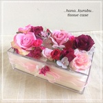 【SALE】◆ピンクのローズガーデン◆造花フラワーティッシュケースボックス