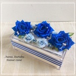 【SALE】◆ブルーのダイヤモンドローズ【A】◆造花フラワーティッシュケースボックス 