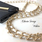 上品なチェーンストラップ iphoneケース スマホケース ショルダーバッグにも 大人可愛いアクセサリー iphone8 iphone8plus ホワイト