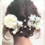 白無垢にも！ホワイトダリアと白の大人の髪飾り☆ヘアアクセサリー 花飾り　袴　振袖　結婚式　ウェディングドレス　カラードレス　ヘアアレンジ