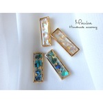 □長方形シェル金箔ピアス□