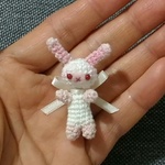 3.5cm ミニチュアあみぐるみ〜白ピンク・うさぎ ** Tamu bear 