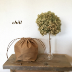 ＊ 小さくても ちゃんと入る 帆布 巾着バック キャメル