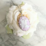 【再販】妖精のカメオ★ネックレス＜ライラック×ホワイト×シルバー＞