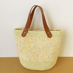 革持ち手の麻ひもかごバッグ☆シトラス☆