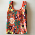 ナイロンエコバッグ（オレンジ系花柄）