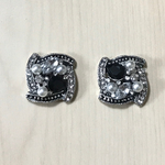 ANTIQUE SILVER BIJOU PEARL CRYSTAL SQUARE CABOCHONS