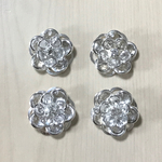 SILVER CLEAR CRYSTAL FLOWER CABOCHONS
