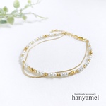 layered anklet 〜 white pearl