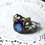 レジン 青い宇宙のアンティークなリング(訳あり品)
