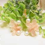 紫陽花  パール ワイヤー加工パーツ　ピーチ