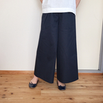 コットンワイドパンツ 9分丈　　ネイビー