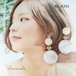 No.A355  ▸︎▹︎ホワイトマーブルの アンティークピアス / イヤリング