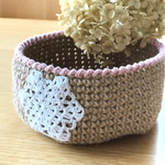 麻ひも小物入れ☆。.:＊・゜レースのモチーフ付き