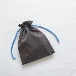 【受注生産品】給食袋　星の綿麻 グレイッシュブラウン（紐：水色）
