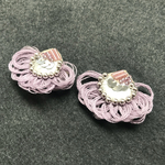 フリンジ【ピンクビーズ×ラベンダー】刺繍ピアス/イヤリング