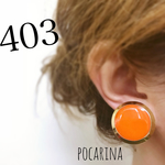 403＊オレンジ好きさん必見♡ゴールドボタン イヤリング ピアス
