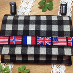 送料込み　ハンドメイド 移動ポケット 男の子 シンプル 黒 国旗