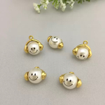  【再再販】スマイル ニコちゃんヘッドホーンチャーム(ゴールド)  2個セット