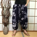 サルエルパンツ　de　浴衣　紺地蝶