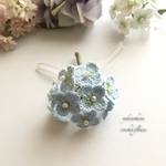 リボン付き紫陽花のブローチ（Blue)