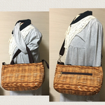 たくさん入る ぷっくりとした トートバッグ ショルダー可能 リアルなカゴ柄