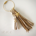 ゴールドミックス×ベージュストライプダブルタッセル