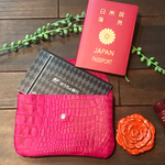 本革フラップポーチ ピンクレザー