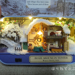 訳あり処分品【電池付ミニチュア インテリアボックス】缶の中の雪景色★ボックスシアター・ジオラマ・ドールハウス