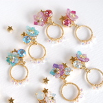[春夏水彩星屑flowerビジューブーケ]  ピアス/イヤリング ▷スターダストサークルとスワロフスキー