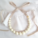 コットンパールの紐ネックレス（ベージュ）