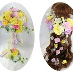 オーダー作品＊ラプンツェル風ウェディングブーケ&ブートニア&髪飾り