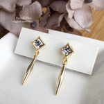 ＊大人気です♡再販×56＊都会の煌めき＊swarovski square & gold diamond metal bar rich earring