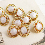 ■再販■10個入■15mm■ビンテージボタン (ベージュマーブル)　［0555-15］