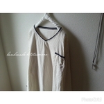 ホワイト×ピンドット柄cottonコーデュロイ♪Vネックチュニ