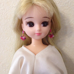  タイル風ピアス（レッド）リカちゃん用