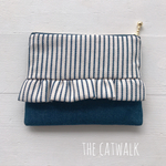 『フリル ティッシュポーチ』 　ヒッコリー＆デニムNavy