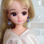 タイル風ピアス（ブルー）リカちゃん用