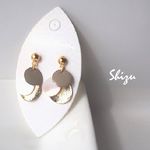 送料無料＊異素材３連プレートピアス/イヤリング