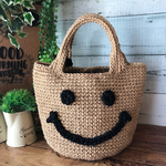 1220aiko様専用  麻紐・ニコニコバッグ　LLサイズ　内布(星白)付