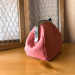 サーモンピンク◇横ひねりがま口◇ポーチ◇コインケース