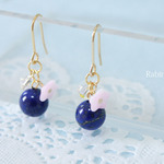 ラピスラズリとお花のピアス