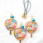 うちわde金魚すくいストラップ(チャーム加工)