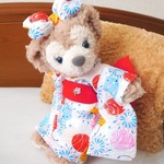ポーチシェリーメイの浴衣🐻カラフルヨーヨーと花火柄　ヌイグルミ用コスチュームセット