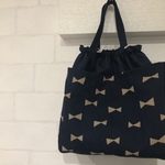 【サイズ大】バッグインバッグ *ribbon紺 おむつポーチ