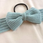 手編みの大きなリボンヘアゴム レイン