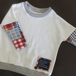 【SALE】パッチワーク柄切替♪ドルマンカットソー　80サイズ